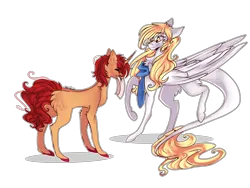 Size: 3855x2893 | Tagged: safe, artist:krissstudios, derpibooru import, oc, oc:creativity style, oc:sally lovely, unofficial characters only, pegasus, pony, unicorn, clothes, female, image, mare, png, scarf, simple background, transparent background