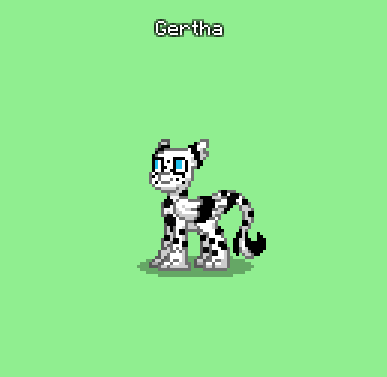 Size: 387x377 | Tagged: safe, derpibooru import, oc, oc:gertha, gryphon, pony, pony town, blue eyes, female, green background, griffon oc, image, png, simple background, solo, solo female, spots, spotted