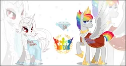 Size: 3800x1984 | Tagged: safe, artist:dixieadopts, derpibooru import, oc, oc:pristine, oc:rainbow charm, unofficial characters only, alicorn, pony, unicorn, female, image, male, mare, png, stallion