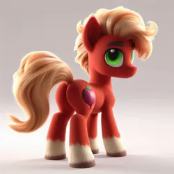 Size: 1024x1024 | Tagged: safe, derpibooru import, machine learning generated, sprout cloverleaf, earth pony, pony, g5, ai content, alternate hairstyle, butt, coat markings, cutie mark, fur, generator:bing image creator, green eyes, image, jpeg, male, realistic, socks (coat marking), solo, solo male, stallion