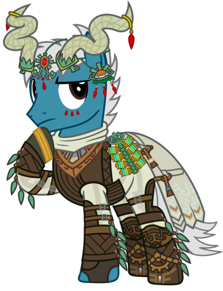 Size: 1665x2173 | Tagged: safe, artist:sketchmcreations, derpibooru import, oc, oc:sketch mythos, earth pony, pony, alternate hair color, alternate hairstyle, boots, bracelet, cape, cloak, clothes, cosplay, costume, fake horns, gloves, headdress, hoof on chin, image, jewelry, looking away, male, missing accessory, nightmare night, png, shoes, simple background, stallion, the legend of zelda, the legend of zelda: tears of the kingdom, thinking, transparent background, vector, zonai
