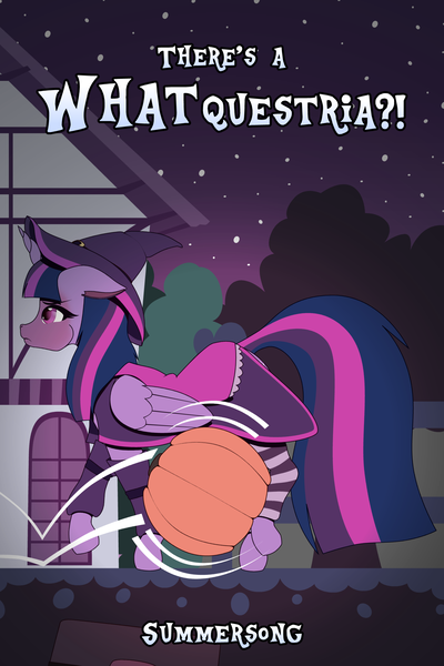 Size: 1533x2300 | Tagged: safe, artist:fibs, derpibooru import, twilight sparkle, twilight sparkle (alicorn), alicorn, pony, 2023, censored, censored breasts, female, folded wings, hat, image, nightmare night, png, ponyville, pumpkin, solo, vector, wings, witch costume, witch hat