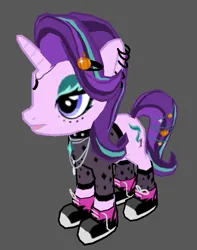 Size: 599x761 | Tagged: safe, derpibooru import, starlight glimmer, pony, unicorn, clothes, edgy, eyeliner, female, gameloft, image, jewelry, makeup, mare, necklace, png, pumpkin, punk, shoes, solo