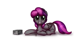 Size: 1920x1080 | Tagged: safe, artist:adagiostring, derpibooru import, oc, unofficial characters only, pegasus, pony, grin, ham radio, headset, image, looking at you, lying down, png, prone, radio, simple background, smiling, solo, transparent background