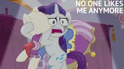 Size: 1280x719 | Tagged: safe, derpibooru import, edit, edited screencap, editor:quoterific, screencap, rarity, fame and misfortune, image, jpeg, marshmelodrama, rarity being rarity, solo