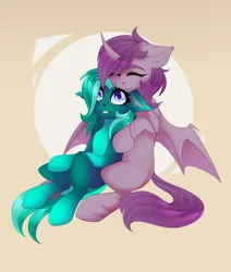 Size: 2200x2600 | Tagged: safe, artist:milkusy, derpibooru import, oc, unofficial characters only, bat pony, pony, cute, duo, hug, image, male, png, shipping, simple background, smiling, wings