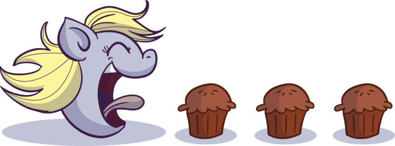 Size: 3265x1214 | Tagged: safe, artist:xkappax, derpibooru import, derpy hooves, pegasus, pony, disembodied head, eyes closed, food, happy, image, muffin, pac-man, parody, png, simple background, smiling, that pony sure does love muffins, tongue out, transparent background