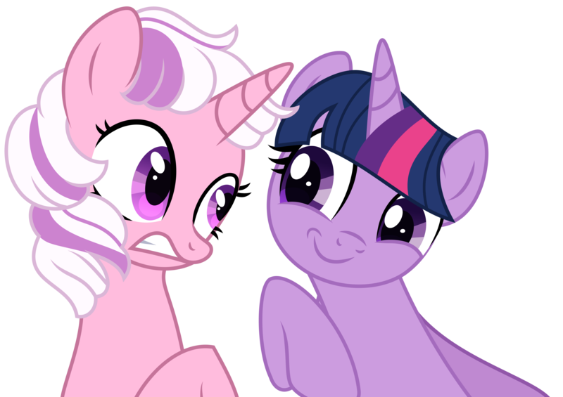 Size: 3169x2238 | Tagged: safe, artist:thatusualguy06, derpibooru import, twilight (g1), twilight sparkle, pony, unicorn, g1, .svg available, base used, duo, duo female, female, g1 to g4, g4, generation leap, image, mare, mlp fim's thirteenth anniversary, png, simple background, transparent background, unicorn twilight, vector