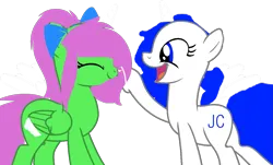 Size: 1323x801 | Tagged: safe, artist:jc2000, derpibooru import, oc, oc:jc, oc:zippy sparkz, unofficial characters only, earth pony, pegasus, pony, base used, boop, duo, earth pony oc, eyes closed, happy, image, open mouth, pegasus oc, png, smiling, wings