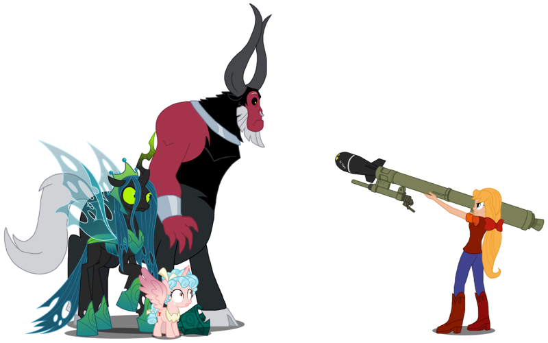 Size: 3200x2000 | Tagged: safe, artist:crisostomo-ibarra, derpibooru import, cozy glow, lord tirek, megan williams, queen chrysalis, alicorn, centaur, changeling, changeling queen, human, pony, taur, equestria girls, g1, alicornified, bell, boots, clothes, confident, cowboy boots, cozycorn, denim, equestria girls-ified, female, filly, foal, g1 to g4, g4, generation leap, grogar's bell, high heel boots, image, jeans, legion of doom, male, mlp fim's thirteenth anniversary, nuclear weapon, older, older megan, pants, png, race swap, rocket launcher, shocked, shocked expression, shoes, simple background, tirek is doomed, tirek is fucked, tirek is so utterly boned it's tragic, transparent background, ultimate chrysalis, weapon