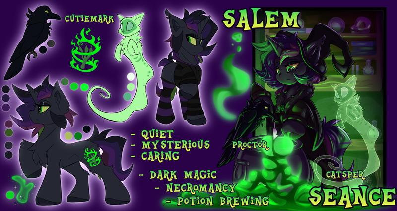 Size: 3000x1600 | Tagged: safe, artist:starcasteclipse, derpibooru import, oc, unofficial characters only, bird, pony, raven (bird), unicorn, image, necromancer, necromancy, png