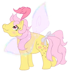 Size: 3472x3504 | Tagged: safe, artist:mjangelvortex, derpibooru import, rosedust, flutter pony, pony, g1, bow, digital art, feather, female, glow, glowing wings, image, insect wings, looking up, mare, png, queen rosedust, simple background, smiling, sparkles, tail, tail bow, transparent background, transparent wings, wings, wip