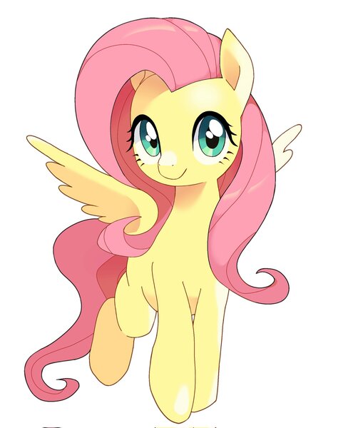 Size: 1713x2048 | Tagged: safe, artist:cheesesauce_45, derpibooru import, fluttershy, pegasus, pony, cute, female, image, jpeg, looking at you, mare, shyabetes, simple background, smiling, smiling at you, solo, spread wings, white background, wings