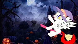 Size: 749x424 | Tagged: safe, artist:shafiqhafizi70, derpibooru import, oc, alicorn, pony, broom, clothes, costume, female, flying, flying broomstick, halloween, halloween costume, holiday, image, mare, photo, png, simple background, solo