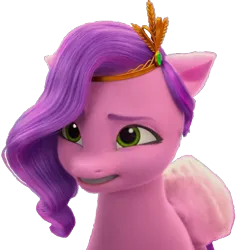 Size: 731x768 | Tagged: safe, derpibooru import, edit, edited screencap, screencap, pipp petals, pegasus, pony, g5, 3d, background removed, female, green eyes, image, mare, pink mane, pipp petals is not amused, png, purple mane, simple background, solo, standing, transparent background, unamused