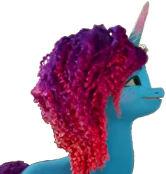 Size: 606x637 | Tagged: safe, derpibooru import, edit, edited screencap, screencap, pony, unicorn, g5, 3d, background removed, cyan skin, female, image, looking right, mare, misty brightdawn, png, purple mane, rebirth misty, simple background, solo, standing, transparent background