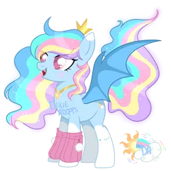 Size: 2000x2000 | Tagged: safe, artist:dixieadopts, derpibooru import, oc, oc:hypnotic skies, bat pony, pony, female, image, magical lesbian spawn, mare, offspring, parent:princess celestia, parent:rainbow dash, parents:dashlestia, png, simple background, solo, transparent background