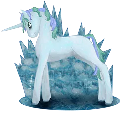 Size: 2960x2710 | Tagged: safe, artist:loopina, derpibooru import, oc, oc:snow glacier, hybrid, pony, unicorn, wendigo, ice, image, male, png, poctober, simple background, solo, stallion, transparent background
