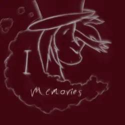 Size: 700x700 | Tagged: dead source, safe, artist:spp, derpibooru import, oc, oc:eleanor, pony, album cover, bust, cloud, eyes closed, hat, image, monochrome, png, portrait, solo, top hat, viricide filly