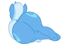 Size: 4682x3355 | Tagged: suggestive, artist:duskyzombie, derpibooru import, trixie, pony, unicorn, butt, female, huge butt, image, impossibly large butt, large butt, lying down, mare, plot, png, simple background, solo, the great and powerful ass, transparent background, wide hips