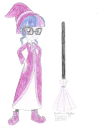 Size: 2550x3300 | Tagged: safe, artist:elsie1234, derpibooru import, part of a set, sci-twi, twilight sparkle, human, equestria girls, broom, clothes, colored sketch, costume, female, glasses, halloween, halloween costume, holiday, image, jpeg, prop, sketch, solo, witch