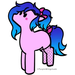Size: 3000x3000 | Tagged: safe, artist:purple wingshade, derpibooru import, oc, oc:neon, bow, fishnets, image, pink coat, png, stars, tail