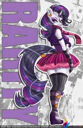 Size: 792x1224 | Tagged: safe, artist:inkkeystudios, derpibooru import, rarity, anthro, unicorn, clothes, edgy, emo, furry, gameloft, goth, image, jewelry, makeup, png, punk, socks, solo, thigh highs