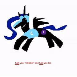 Size: 555x555 | Tagged: safe, derpibooru import, nightmare moon, princess luna, alicorn, pony, angry, halloween, holiday, i dont fucking care anymore, image, inktober, jpeg, ms paint, nightmare night, op is mad at the world, solo, vulgar, you don't know the context as to why i'm doing this
