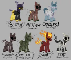 Size: 7500x6371 | Tagged: grimdark, artist:skunk bunk, derpibooru import, oc, unofficial characters only, fly, insect, pony, skeleton pony, blindfold, body horror, bomb, bone, clothes, disease, fire, image, maggots, malnourished, melting, png, skeleton, smoking, tar, weapon