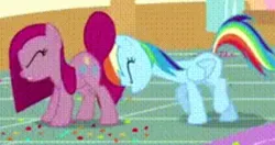 Size: 518x273 | Tagged: safe, artist:mrbutttttttttttt5, derpibooru import, pinkie pie, rainbow dash, butt, headbutt, image, jpeg, pinkamena diane pie