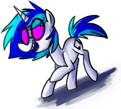 Size: 791x712 | Tagged: safe, artist:ghost, derpibooru import, vinyl scratch, pony, unicorn, female, image, png, raised hoof, simple background, smiling, solo, white background