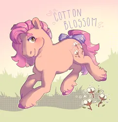 Size: 1567x1612 | Tagged: safe, artist:poniesart, derpibooru import, oc, oc:cotton blossom, earth pony, pony, bow, fusion, fusion:cotton candy (g1), fusion:posey, image, png, solo, tail, tail bow