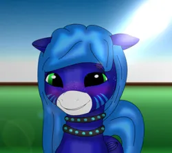 Size: 9000x7978 | Tagged: safe, artist:annette62, derpibooru import, oc, oc:annette (lewdpone), unofficial characters only, pegasus, pony, g5, blue fur, blue hair, cute, cute smile, female, freckles, g5 oc, green eyes, image, jpeg, lens flare, looking at you, outdoors, pegasus oc, smiling, smiling at you, solo, tail, wings