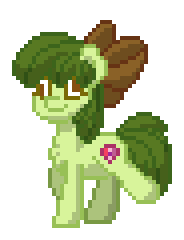 Size: 184x240 | Tagged: safe, derpibooru import, apple bloom, earth pony, pony, pony town, apple bloom's bow, apple bloom's cutie mark, avocado, avocado bloom, bow, derp, exploitable meme, food, gif, hair bow, image, inside joke, meme, recolor, simple background, solo, transparent background, trotting