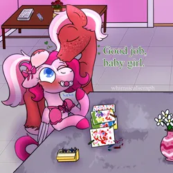 Size: 2000x2000 | Tagged: safe, artist:whimsicalseraph, derpibooru import, oc, oc:raspberry sorbet, oc:strawberry syrup, unofficial characters only, pegasus, pony, ageplay, duo, female, image, incest, kinktober 2023, lesbian, pacifier, png, siblings, twincest, twins