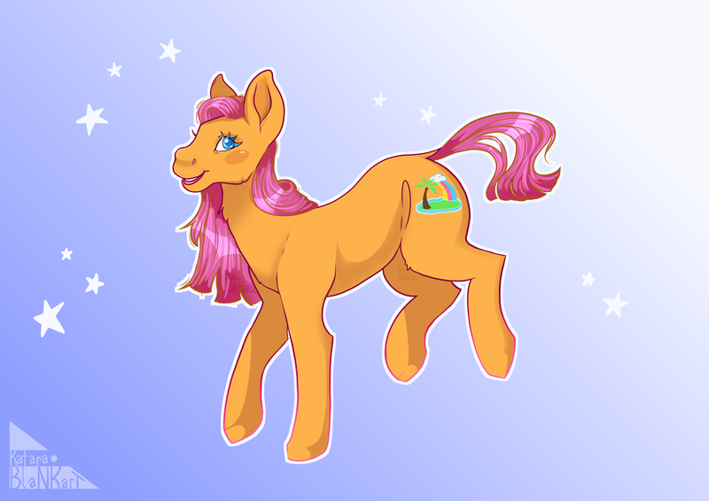 Size: 5787x4092 | Tagged: safe, artist:katarablankart, derpibooru import, island rainbow (g3), earth pony, pony, g3, image, png, solo