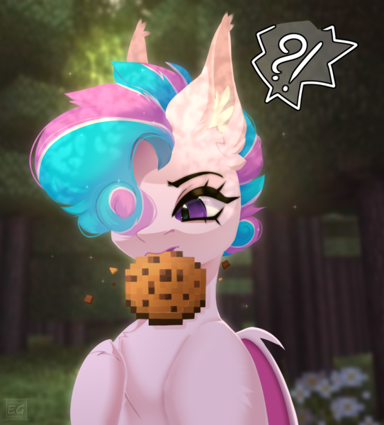 Size: 1952x2160 | Tagged: artist needed, safe, derpibooru import, oc, oc:sweetie swirl, bat pony, pony, commission, cookie, eyelashes, femboy, food, forest, image, male, minecraft, png, solo, tree, ych result