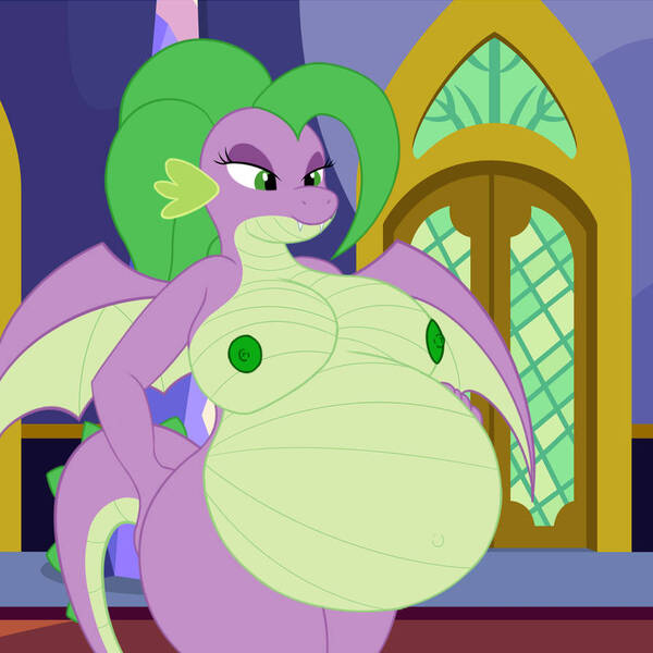 Size: 894x894 | Tagged: questionable, artist:20thx5150, derpibooru import, spike, anthro, dragon, barb, belly, big belly, breasts, busty barb, dragoness, female, image, jpeg, lizard breasts, nipples, nudity, preg barb, pregnant, rule 63, twilight's castle