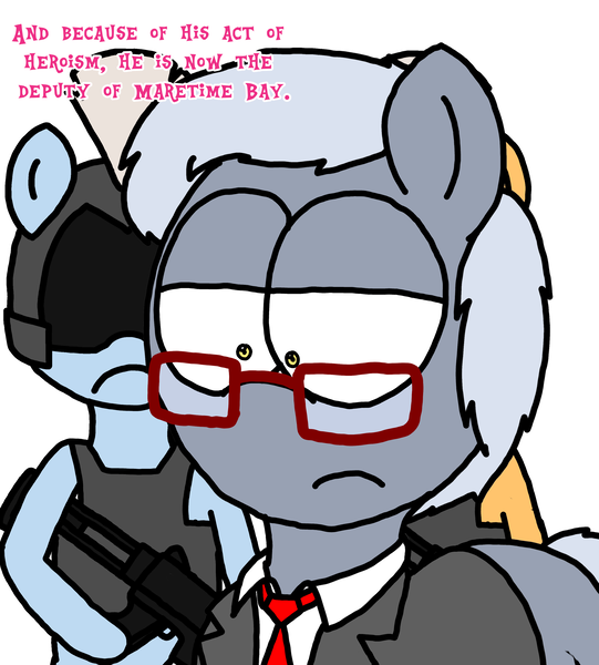 Size: 3023x3351 | Tagged: safe, artist:professorventurer, derpibooru import, oc, oc:daniel strauss, unnamed oc, series:ask pippamena, g5, fbi, gun, image, png, weapon, zoom zephyrwing