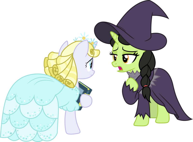 Size: 4069x3000 | Tagged: safe, artist:cloudy glow, derpibooru import, broomhilda, between dark and dawn, glinda, image, png, simple background, transparent background, vector, wicked