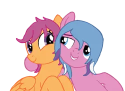 Size: 2155x1569 | Tagged: safe, artist:star-is-nonbinary, derpibooru import, scootaloo, scooter sprite, earth pony, pegasus, pony, g3, base used, duo, female, g3 to g4, g4, generation leap, image, mare, png, simple background, transparent background