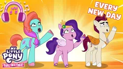 Size: 1280x720 | Tagged: safe, derpibooru import, screencap, pipp petals, rocky riff, earth pony, pegasus, pony, g5, my little pony: tell your tale, spoiler:g5, spoiler:my little pony: tell your tale, spoiler:tyts01e41, a day in the life, every new day, female, image, jazz hooves, male, music, png