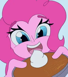 Size: 828x939 | Tagged: safe, artist:digi1talpho3nix, derpibooru import, pinkie pie, human, equestria girls, bust, food, image, jpeg, looking at you, pie, pumpkin pie, solo, whipped cream