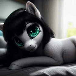 Size: 540x540 | Tagged: safe, derpibooru import, machine learning generated, pony, ai content, animated, bed, female, good morning, image, lip sync, mare, prompter:aftercase, webm