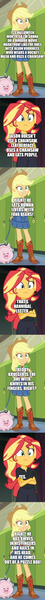 Size: 500x6672 | Tagged: safe, derpibooru import, edit, edited screencap, screencap, applejack, sunset shimmer, equestria girls, equestria girls series, a nightmare on elm street, comic, freddy krueger, friday the 13th, halloween, hannibal lecter, hellraiser, holiday, image, jason voorhees, leatherface, pinhead, png, screencap comic, the texas chainsaw massacre