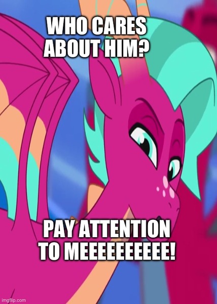 Size: 500x701 | Tagged: safe, derpibooru import, edit, edited screencap, screencap, blaze, dragon, g5, my little pony: tell your tale, spoiler:g5, spoiler:my little pony: tell your tale, spoiler:tyts01e62, blaize skysong, caption, dragon lands, dragoness, duo, duo male and female, female, image, image macro, jpeg, lava, lava (g5), lavarynth, male, meme, solo focus, talking to viewer, text