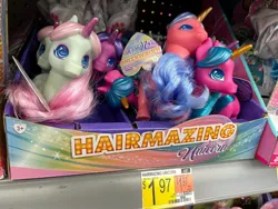 Size: 2048x1536 | Tagged: safe, derpibooru import, pony, unicorn, ages 3+, bootleg, colored horn, female, hairmazing unicorn, horn, image, jpeg, mare, photo, price tag, shelf, toy