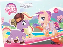 Size: 755x564 | Tagged: safe, derpibooru import, earth pony, pony, unicorn, backcard, bootleg, choker, clothes, dress, duo, female, freckles, gloves, hat, hoof shoes, image, jpeg, looking at you, made in china, mare, my lovely horse, oh god, photo