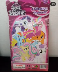 Size: 1079x1350 | Tagged: safe, derpibooru import, fluttershy, pinkie pie, rainbow dash, rarity, scootaloo, sweetie belle, earth pony, pegasus, pony, unicorn, ages 3+, backcard, barcode, bootleg, choking hazard, element of generosity, female, filly, foal, group, image, jpeg, made in china, mare, my little pony the movif, rainbow power, sextet, stolen art
