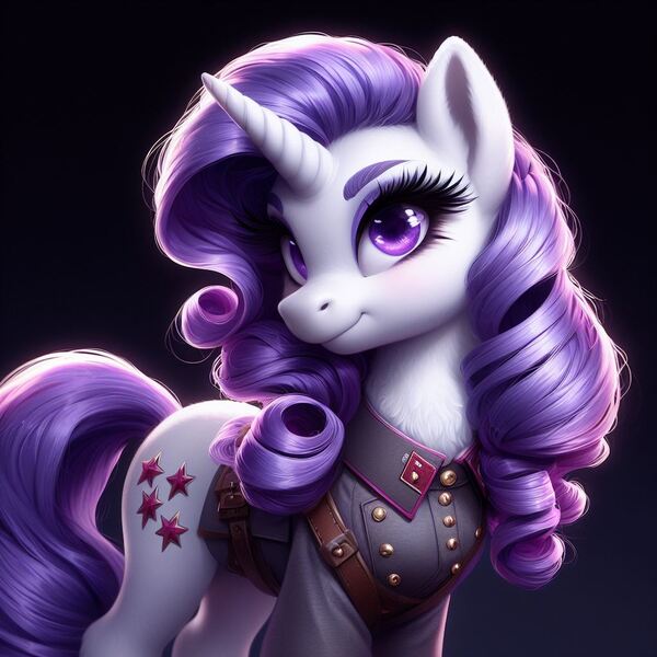 Size: 1024x1024 | Tagged: safe, machine learning generated, ponerpics import, ponybooru import, rarity, pony, unicorn, ai content, alternate cutie mark, alternate eye color, bing, clothes, female, image, implied communism, jpeg, mare, red star, russia, solo, soviet, soviet union, uniform